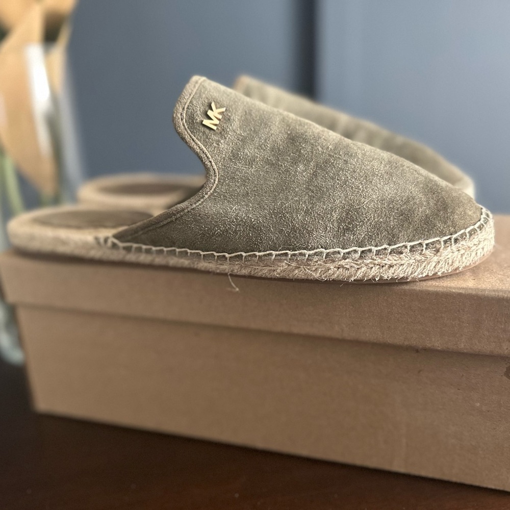Michael Kors Olive Leather Mules